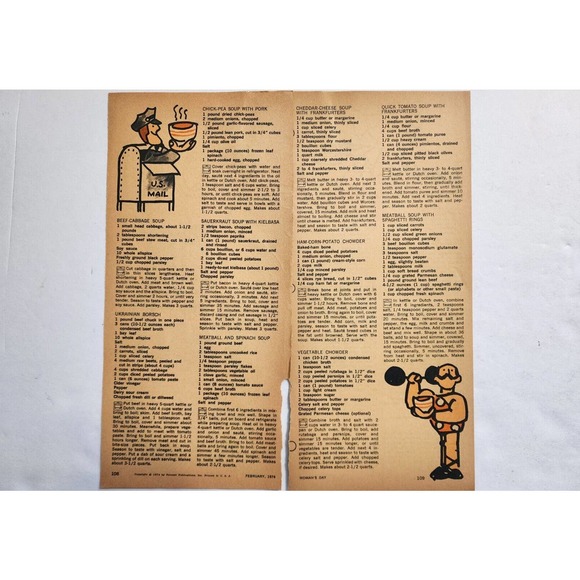 Woman's Day Collectors Cook Book Insert VTG Soups Stews Menus Lot of 4 - 60s 70s - Picture 6 of 6